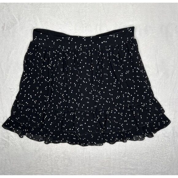 Zara Mini Skirt Skort Black Polka Dot Women’s Medium Ruffle Tiered Crepe - Picture 1 of 11